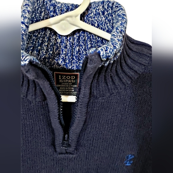 IZOD Toddler Boys Navy 1/4 Zip Sweater - Picture 3 of 3
